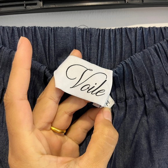 Navy Blue Women's wide legs pants - Picture 2 of 3